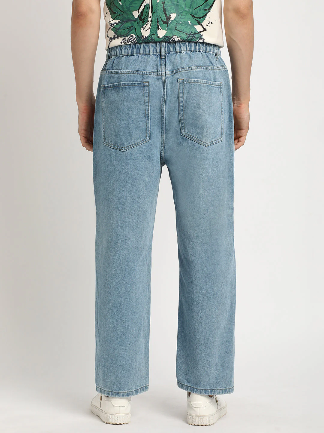 Men Blue Solid Mid Rise Straight Fit Jean - Image 4