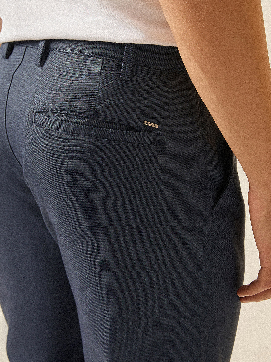 Men Blue Solid Regular Fit Formal Trouser - Image 6