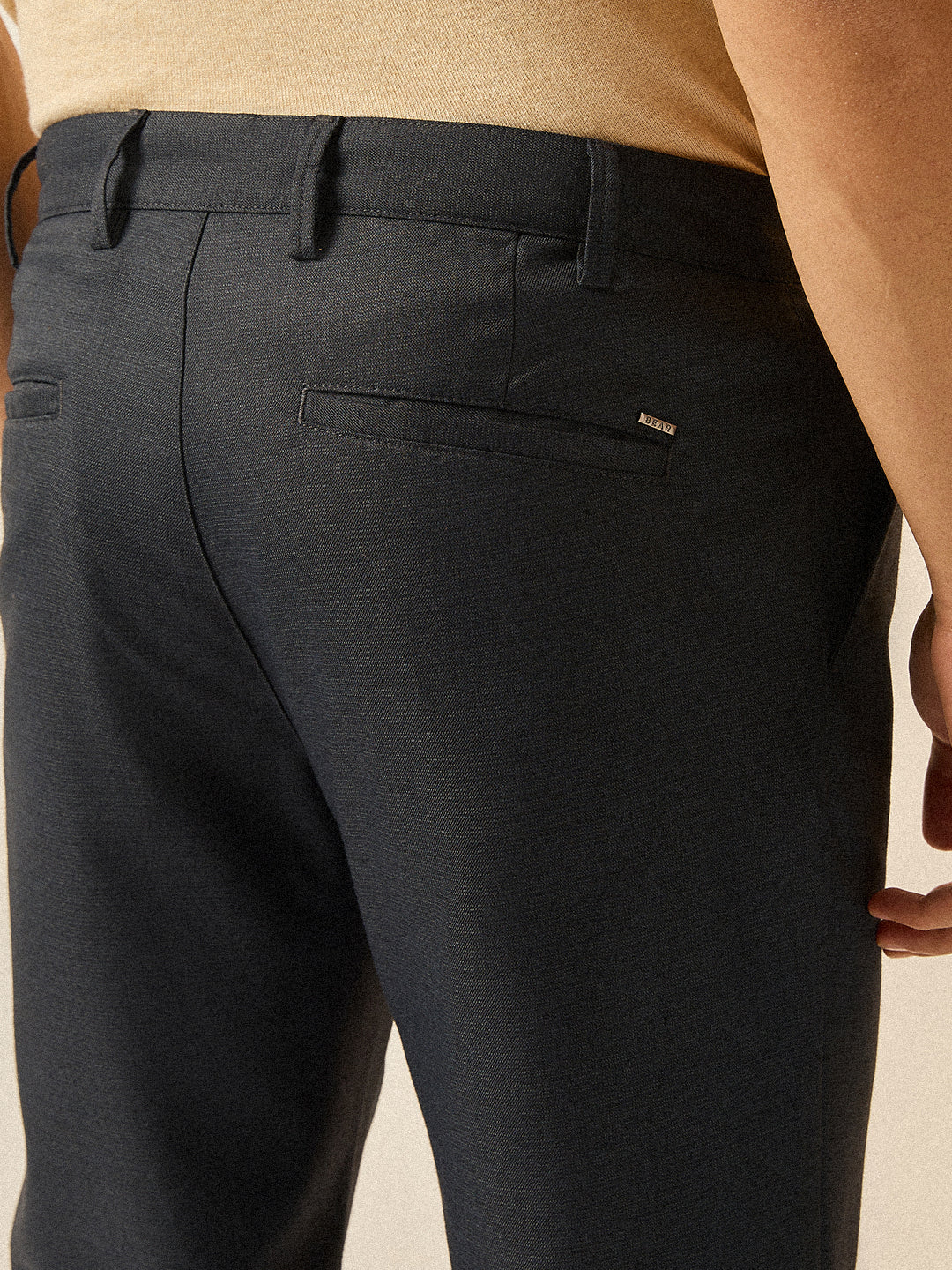 Men Blue Solid Regular Fit Formal Trouser - Image 6