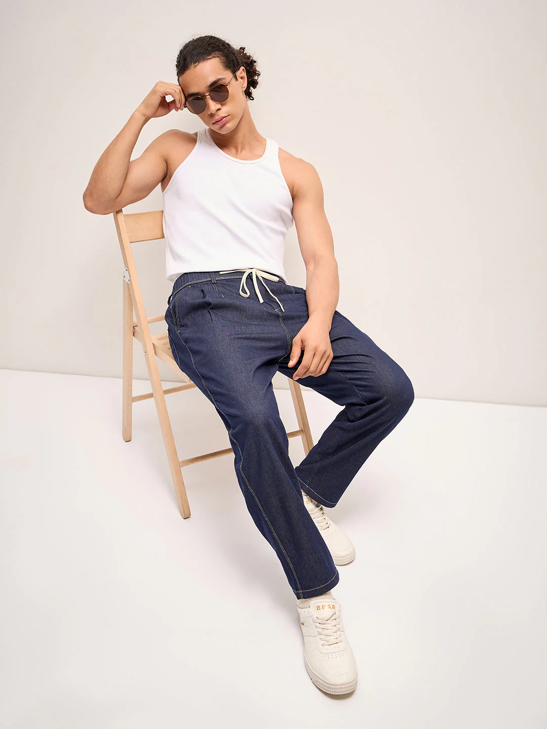 Men Blue Solid Regular Fit Mid Rise Jean - Image 7