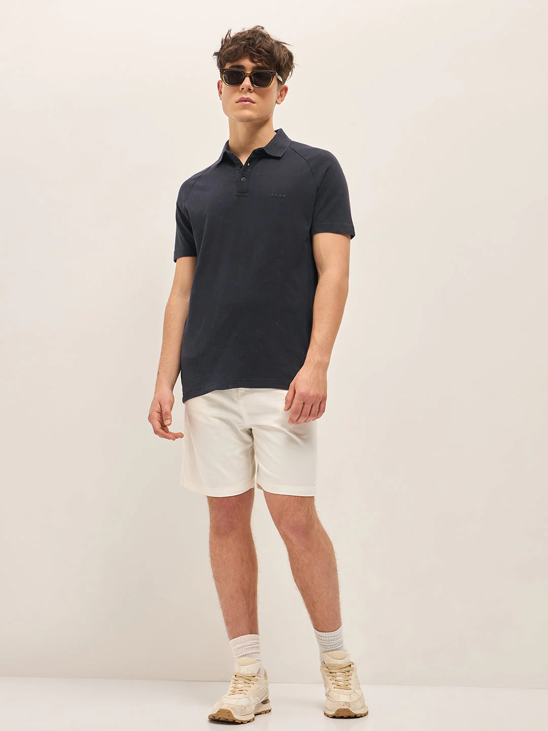 Men Blue Solid Regular Fit Polo Collar T-shirt - Image 4