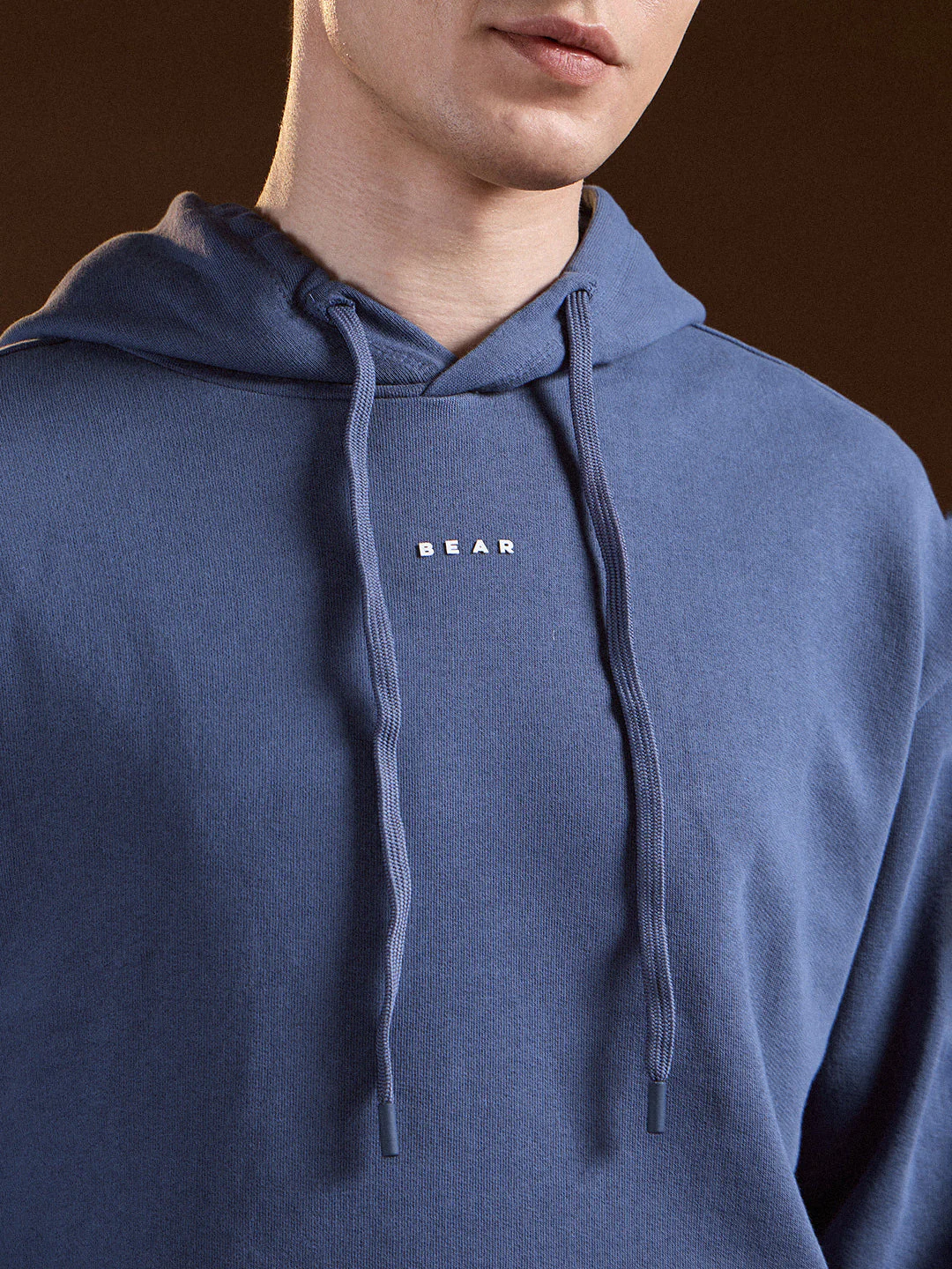 Men Blue Solid Relax Fit Hoodie - Image 5
