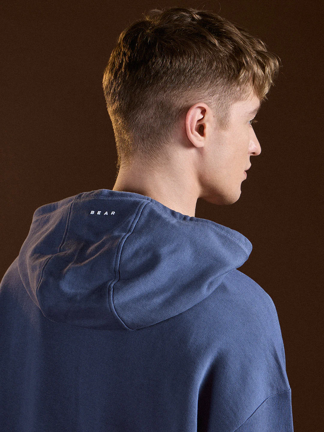 Men Blue Solid Relax Fit Hoodie - Image 6