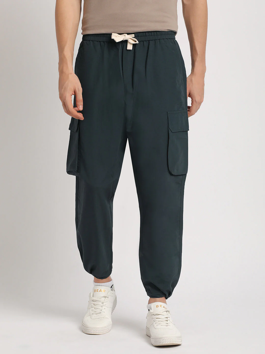 Men Blue Solid Relaxed Fit Cargo - Image 2