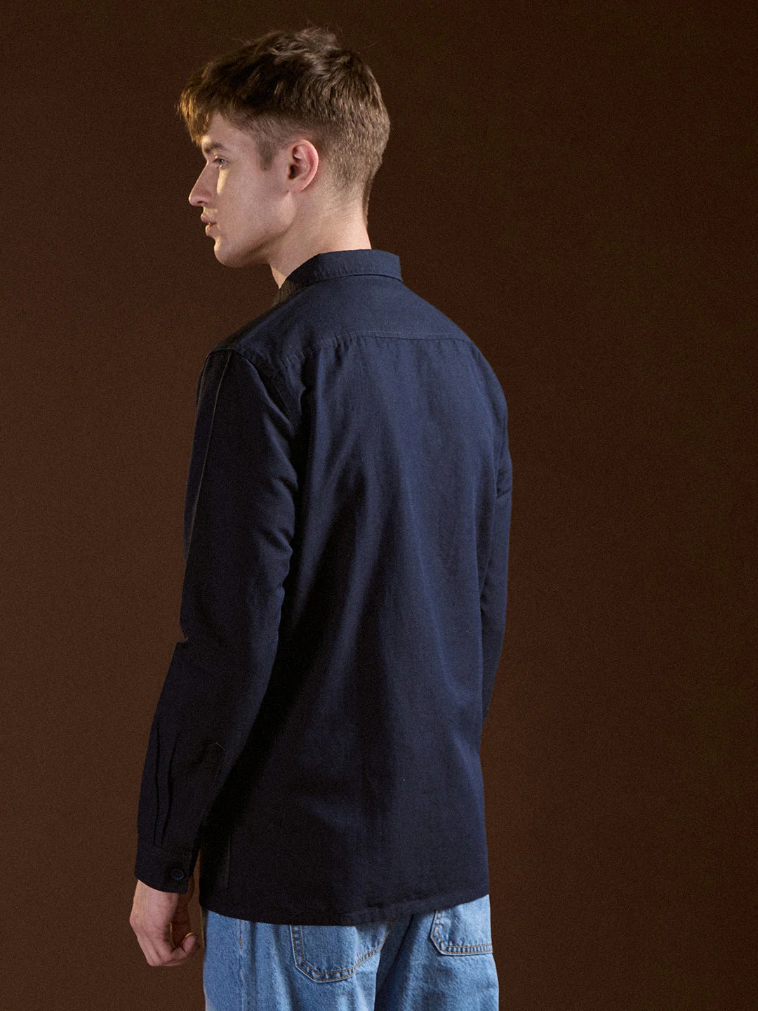 Men Blue Solid Slim Fit Casual Shirt - Image 2