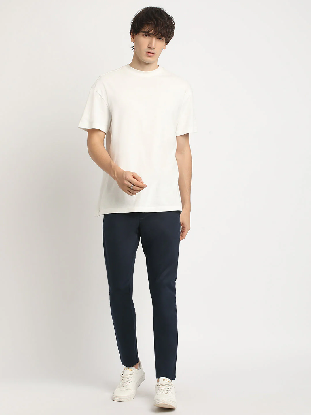Men Blue Solid Slim Fit Formal Trouser - Image 5