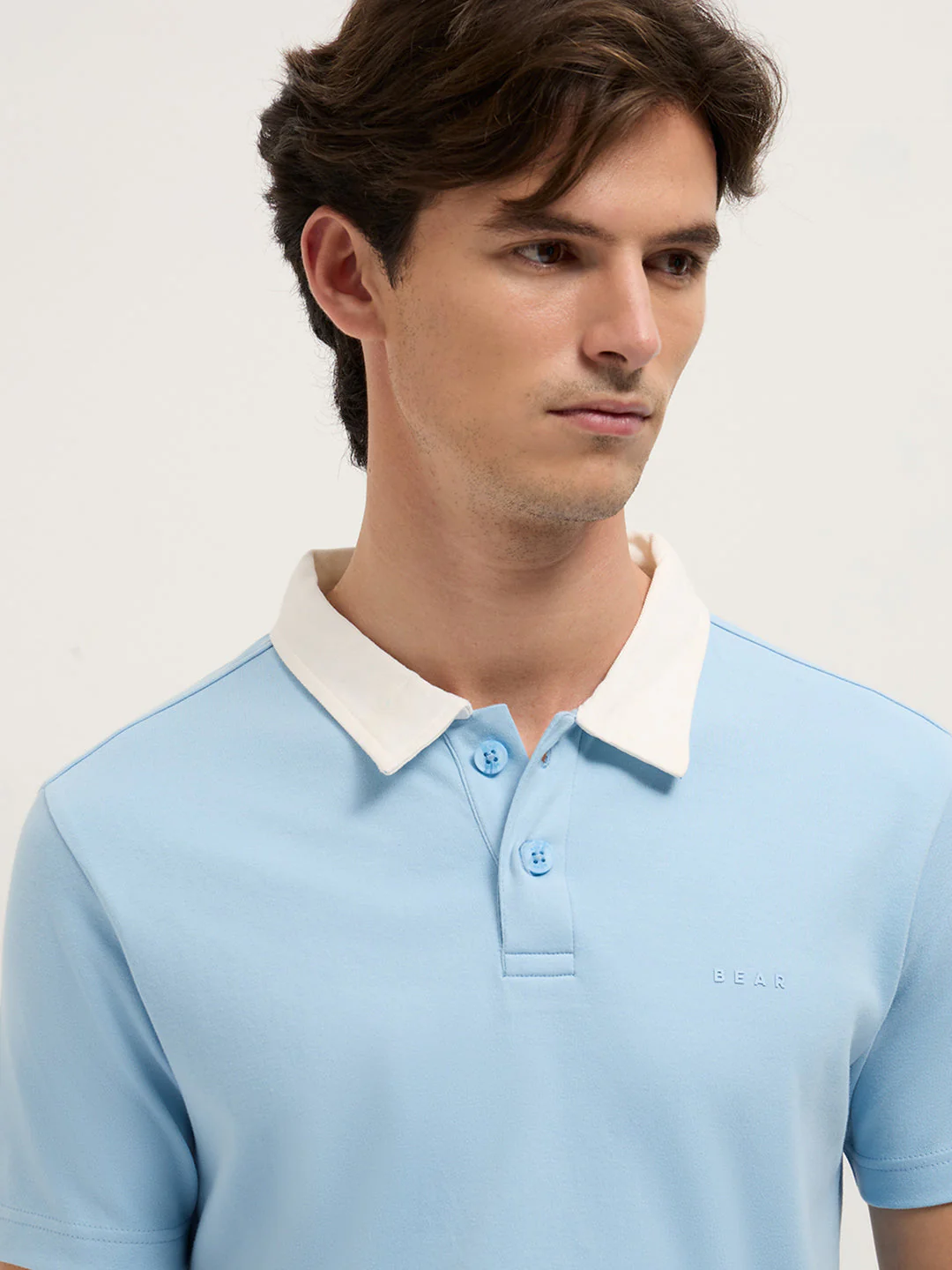 Men Blue Solid Slim Fit Polo - Image 5