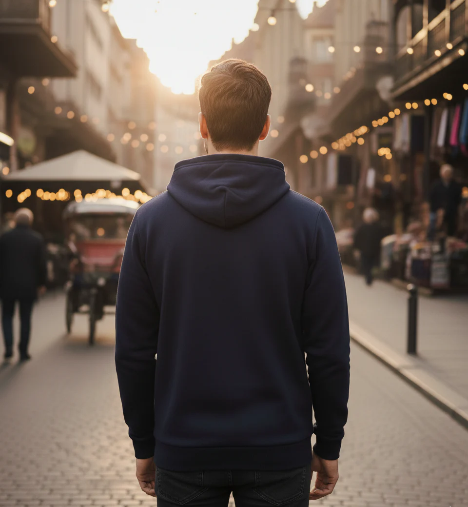 Men Blue Solid Sweatshirt - Image 2