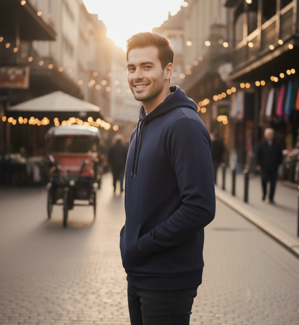 Men Blue Solid Sweatshirt - Image 3