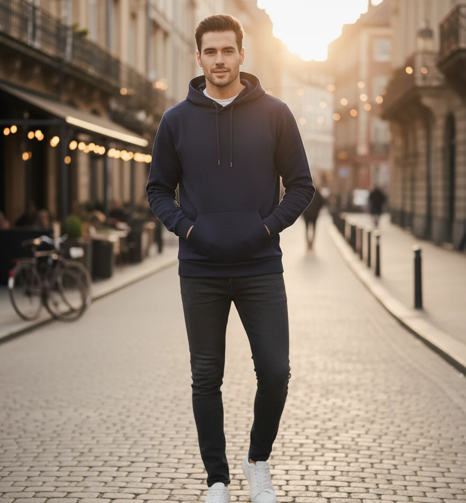Men Blue Solid Sweatshirt - Image 4