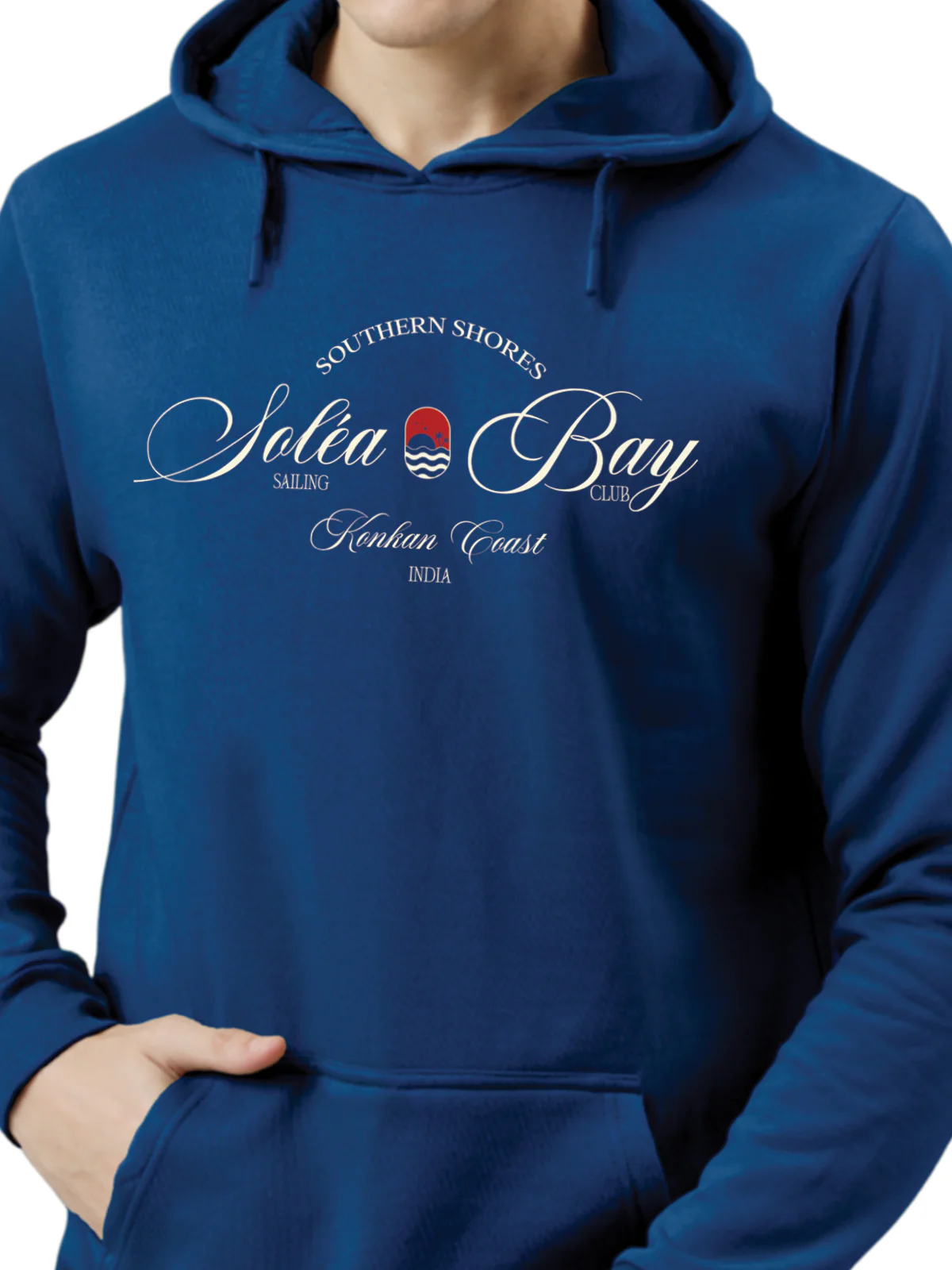 Men Blue Printed Hoodie - Image 2