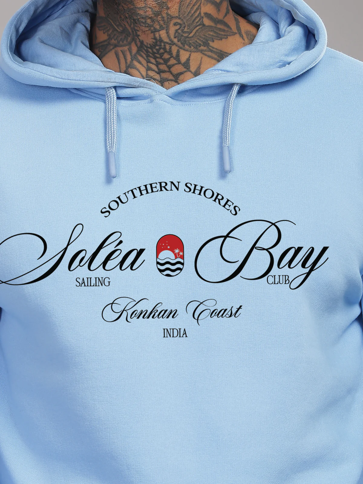 Men Blue Printed Hoodie - Image 2