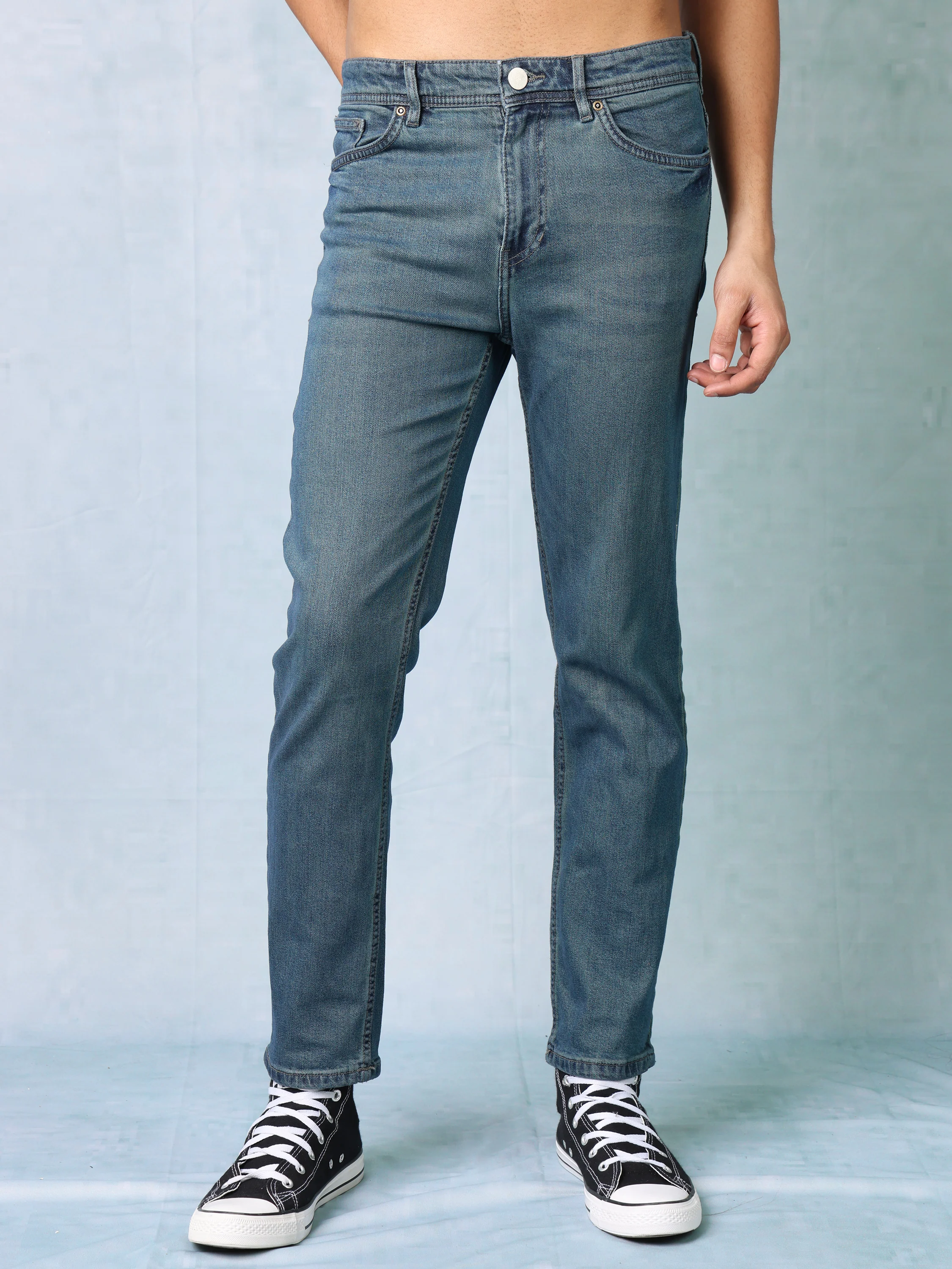 Men Blue Straight Fit Jeans - Image 3
