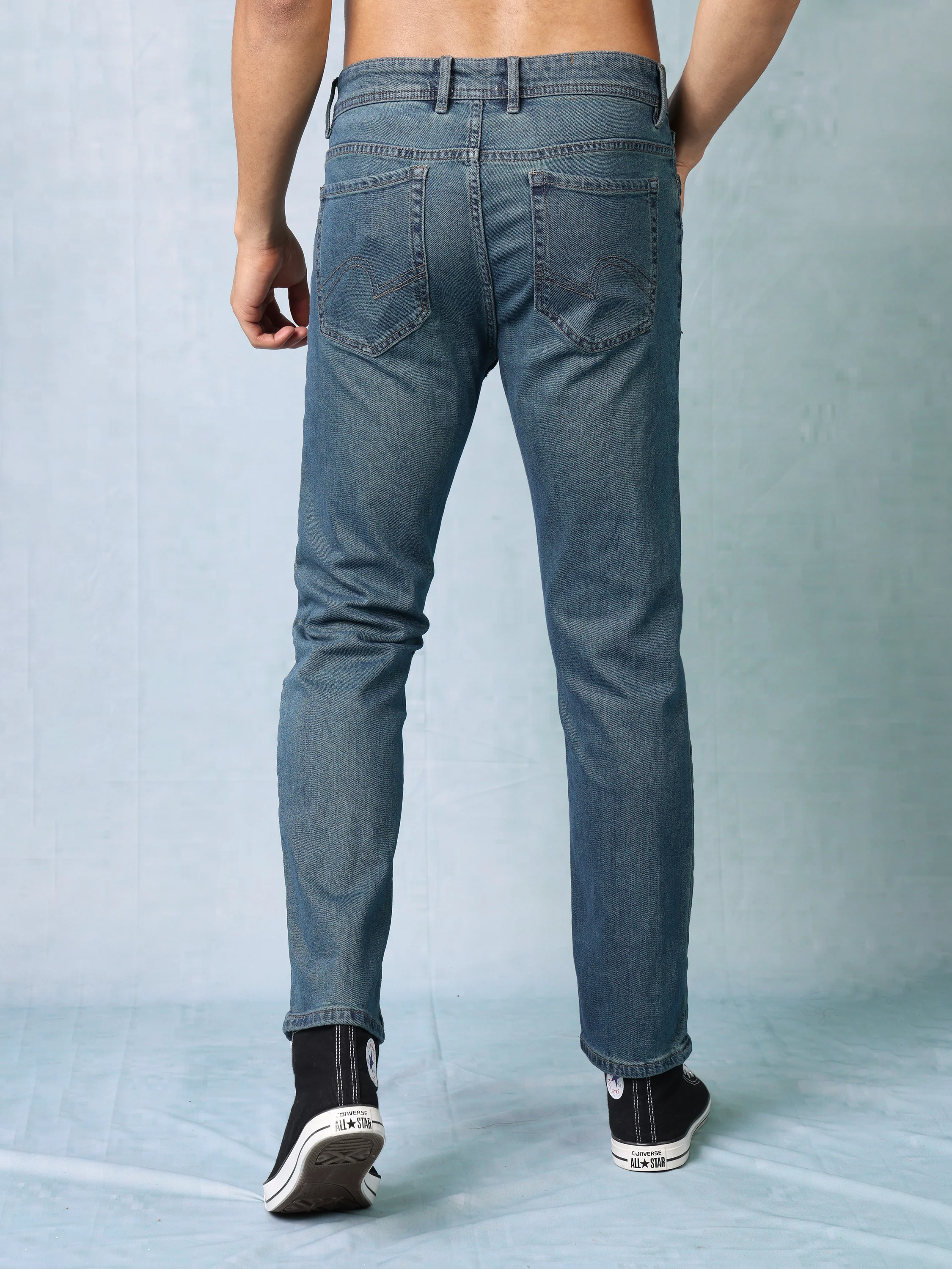 Men Blue Straight Fit Jeans - Image 4