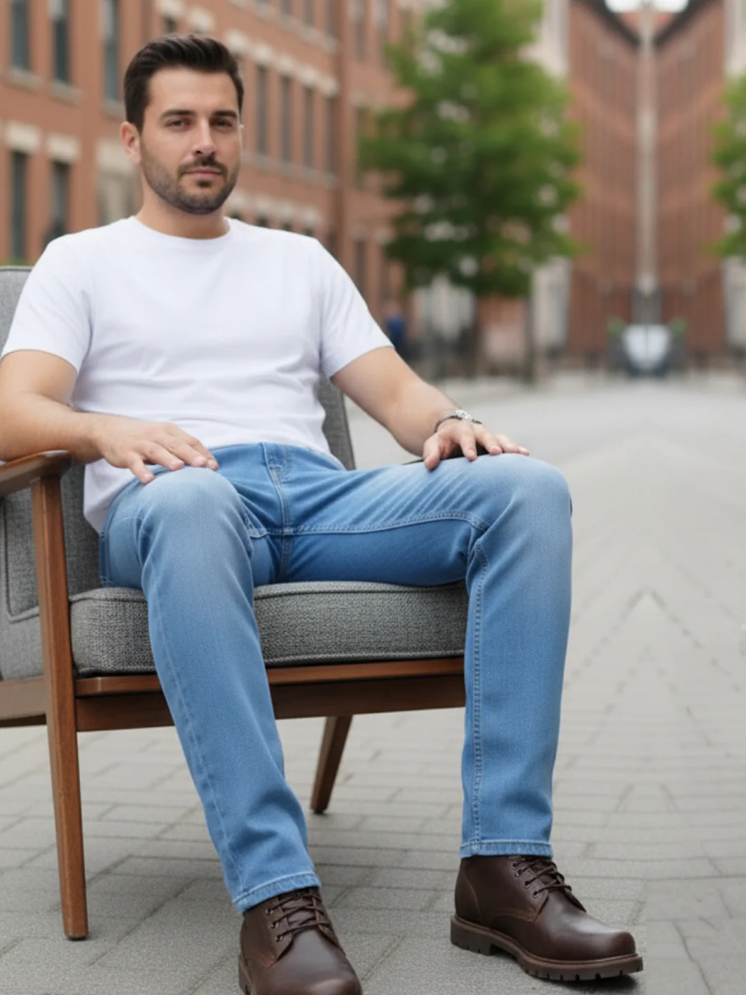 Men Blue Straight Fit Jeans - Image 5