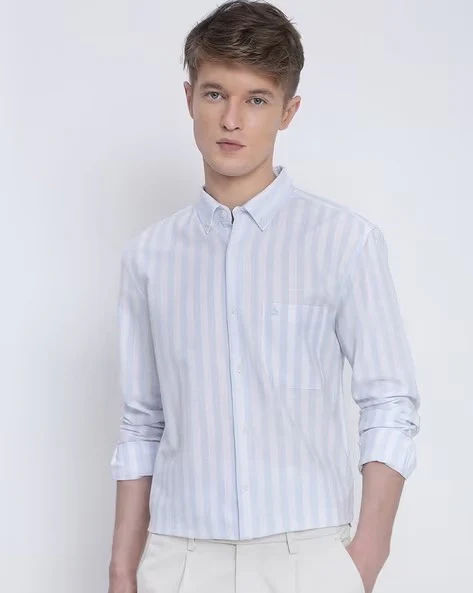 Men Blue Striped Shirt - Image 5