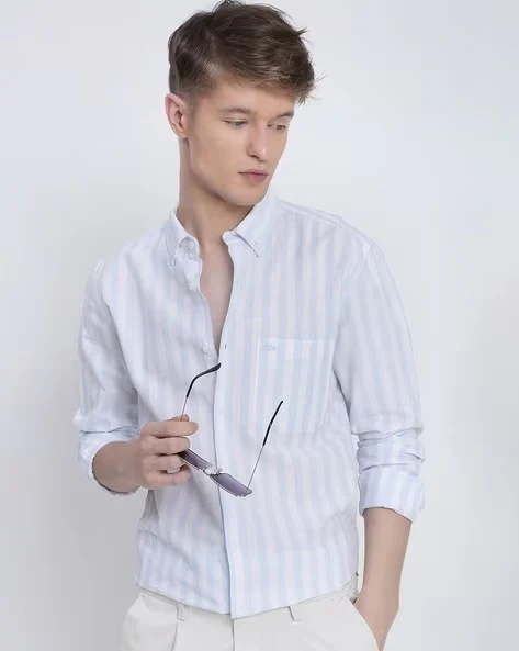 Men Blue Striped Shirt - Image 6
