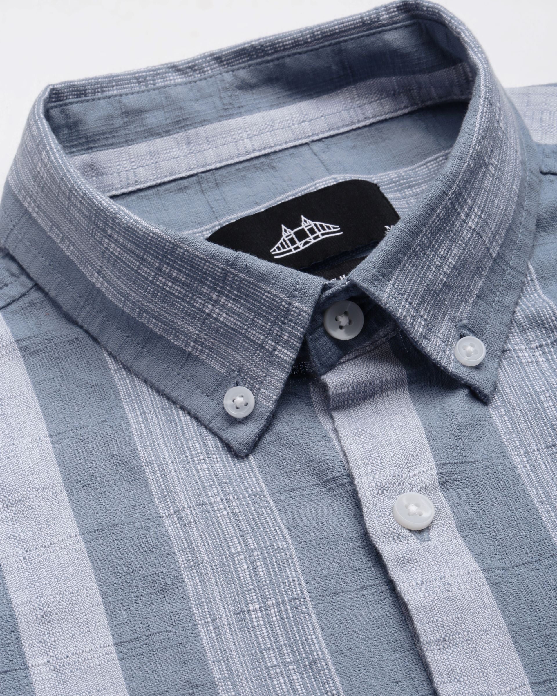 Men Blue Striped Shirt - Image 4