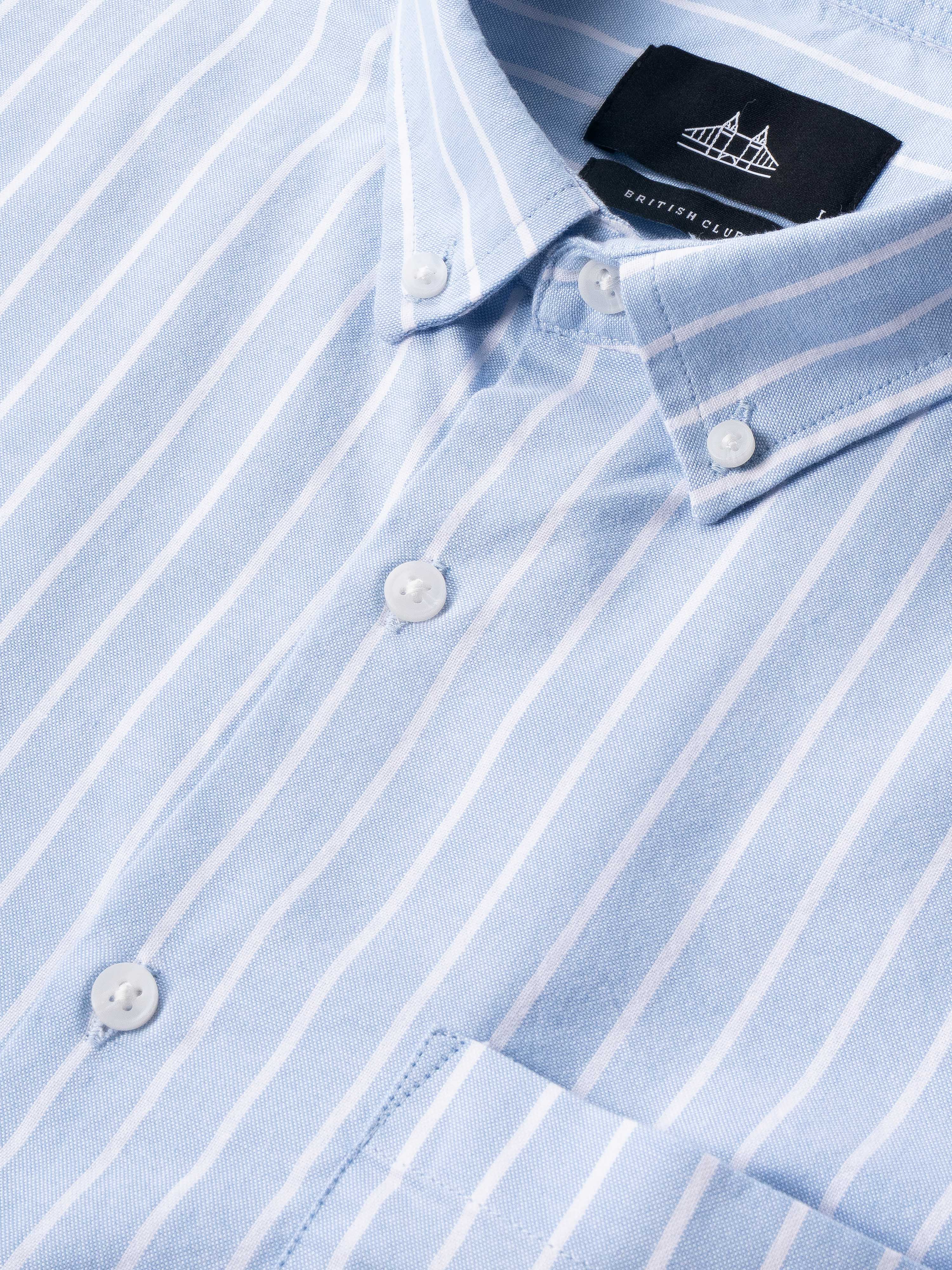 Men Blue Striped Shirt - Image 7