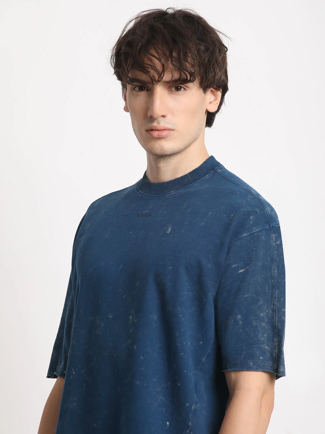 Men Blue Tie and Dye Oversized Fit Round Neck T-shirt - Image 6