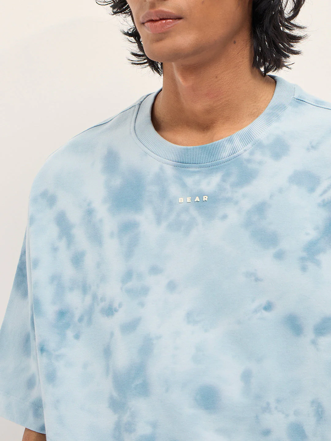 Men Blue Tie-Dye Oversized T-Shirt - Image 5