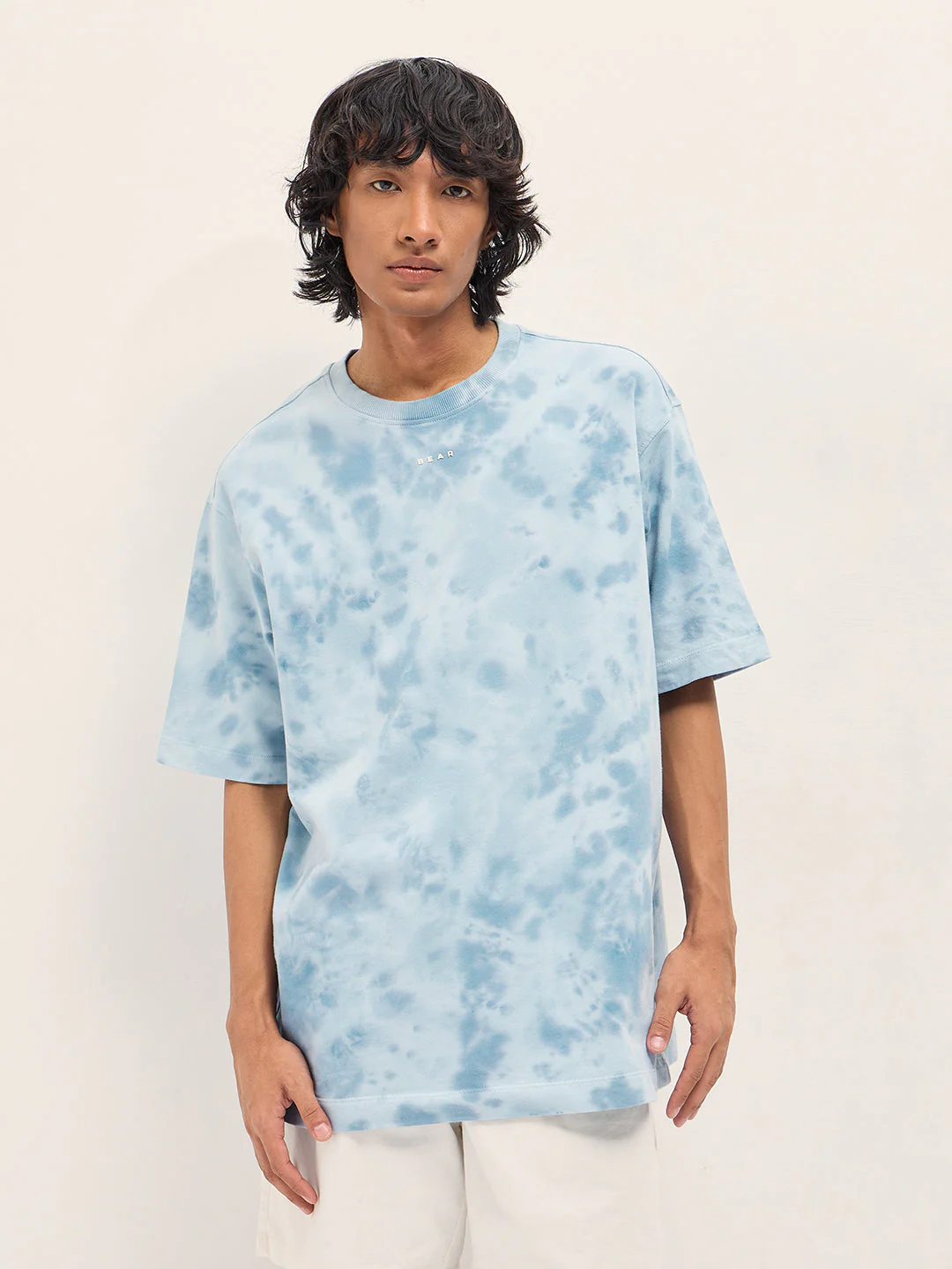 Men Blue Tie-Dye Oversized T-Shirt - Image 6