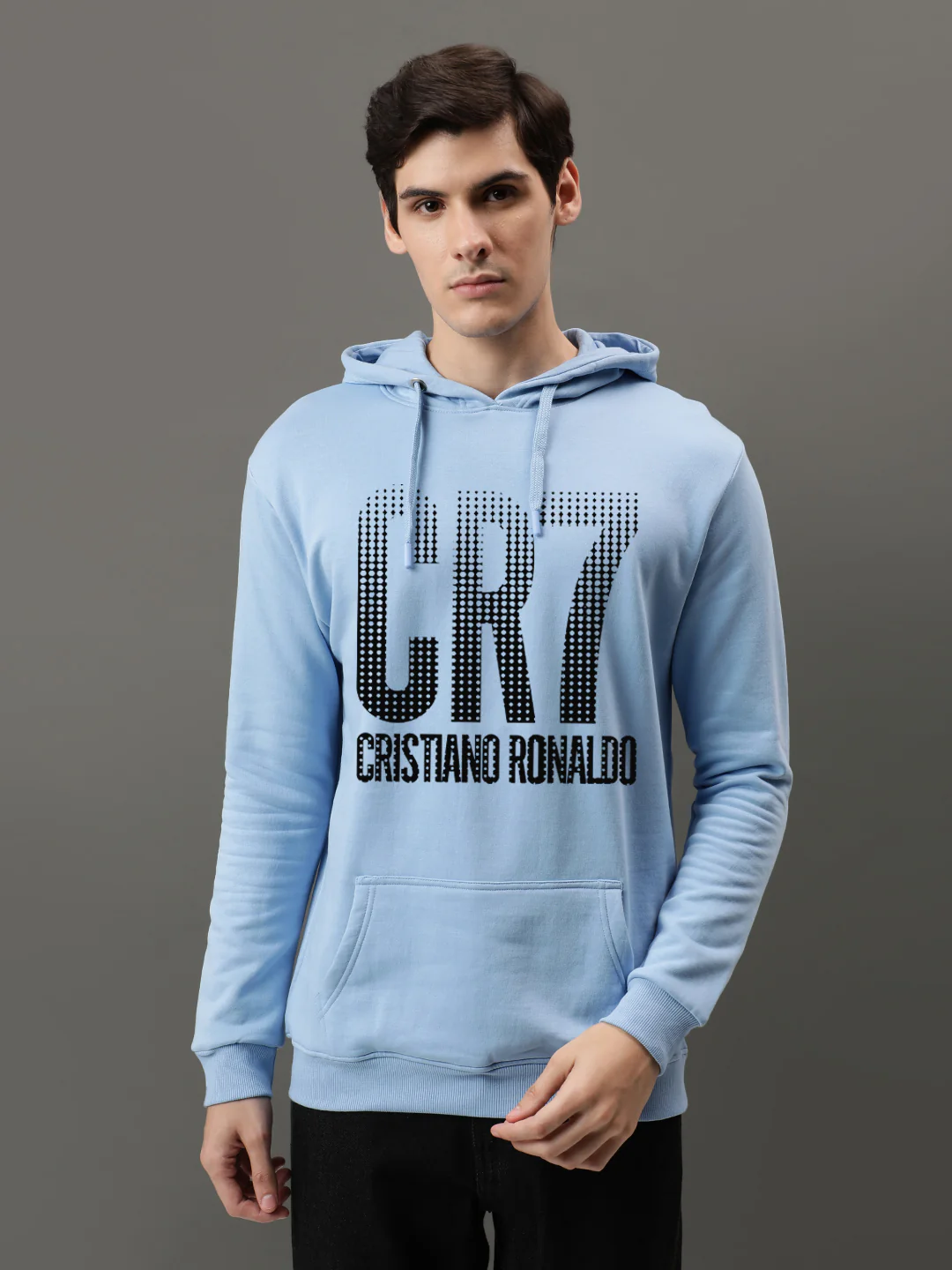 Men Blue Printed Hoodie - Image 2