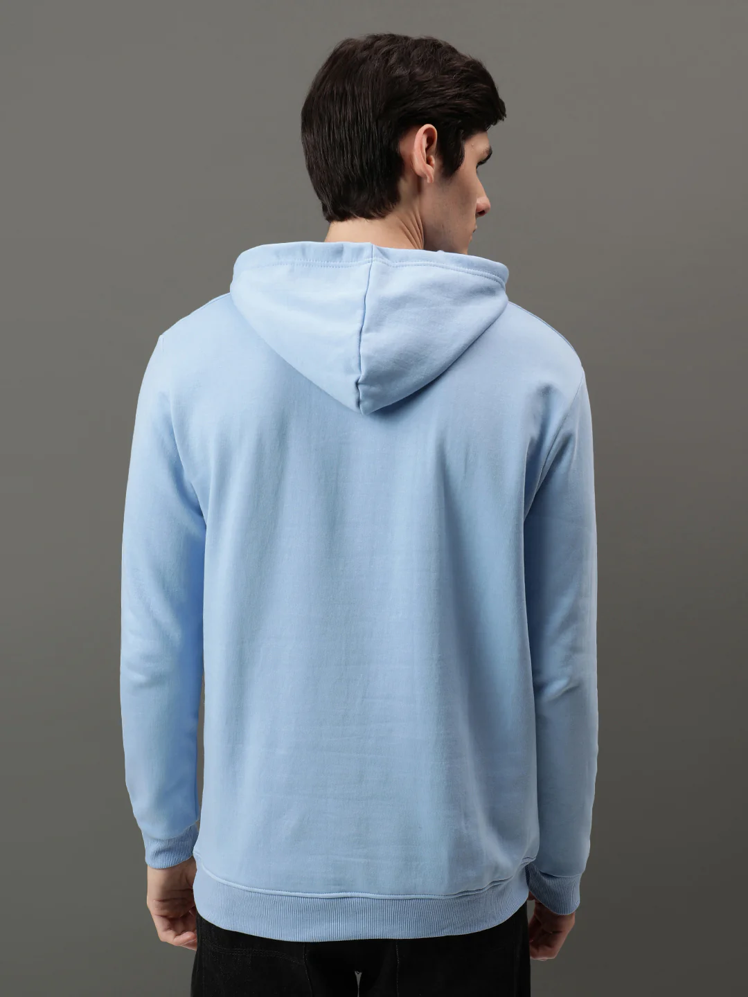 Men Blue Printed Hoodie - Image 3