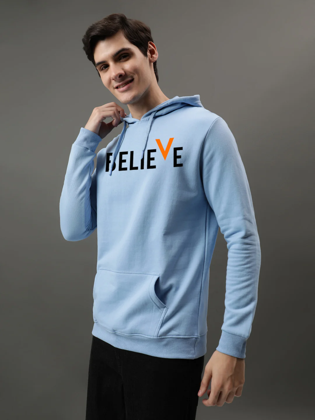 Men Blue Printed Hoodie - Image 3