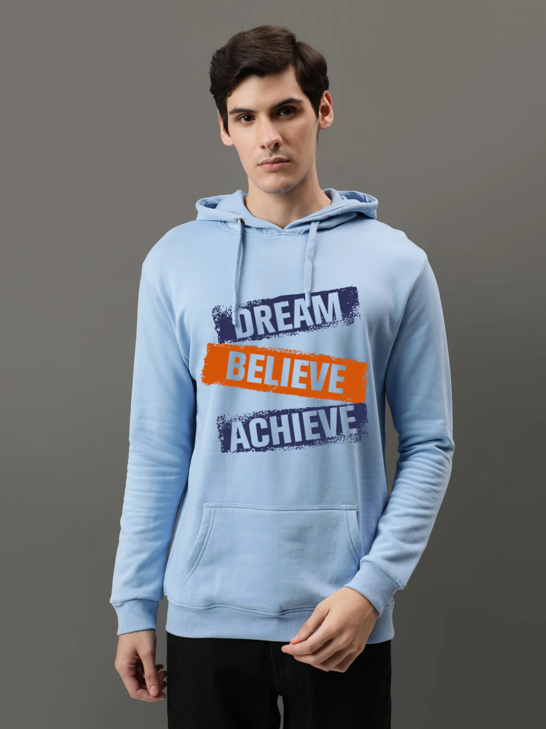 Men Blue Printed Hoodie - Image 2