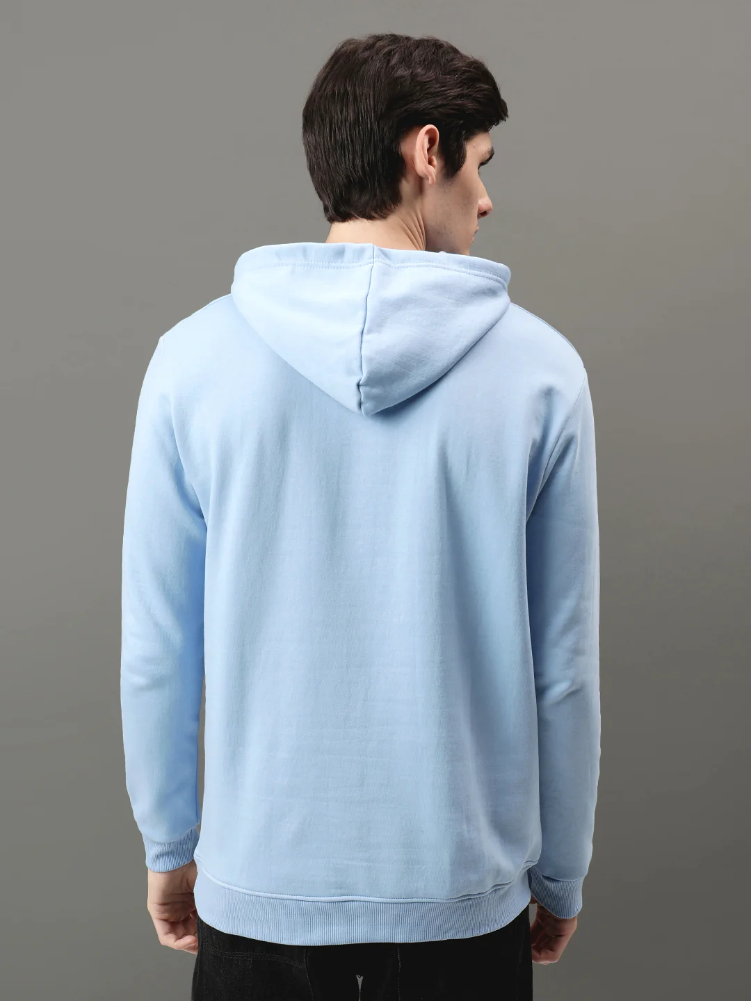 Men Blue Printed Hoodie - Image 2