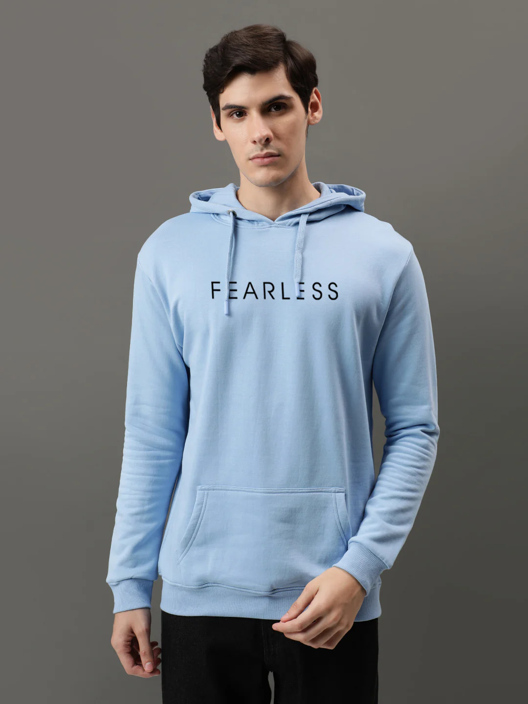 Men Blue Printed Hoodie - Image 3