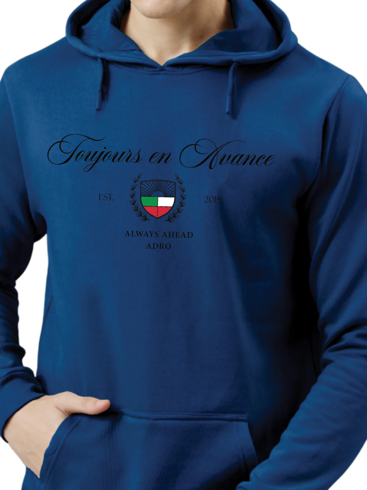Men Blue Printed Hoodie - Image 2