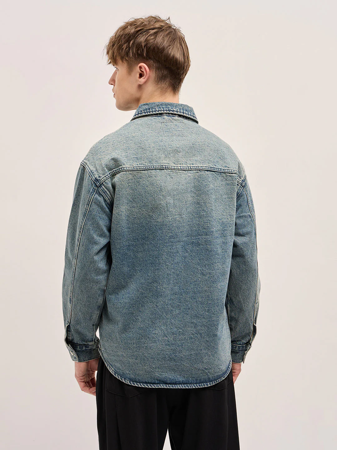 Men Blue Vintage Wash Denim Jacket - Image 2