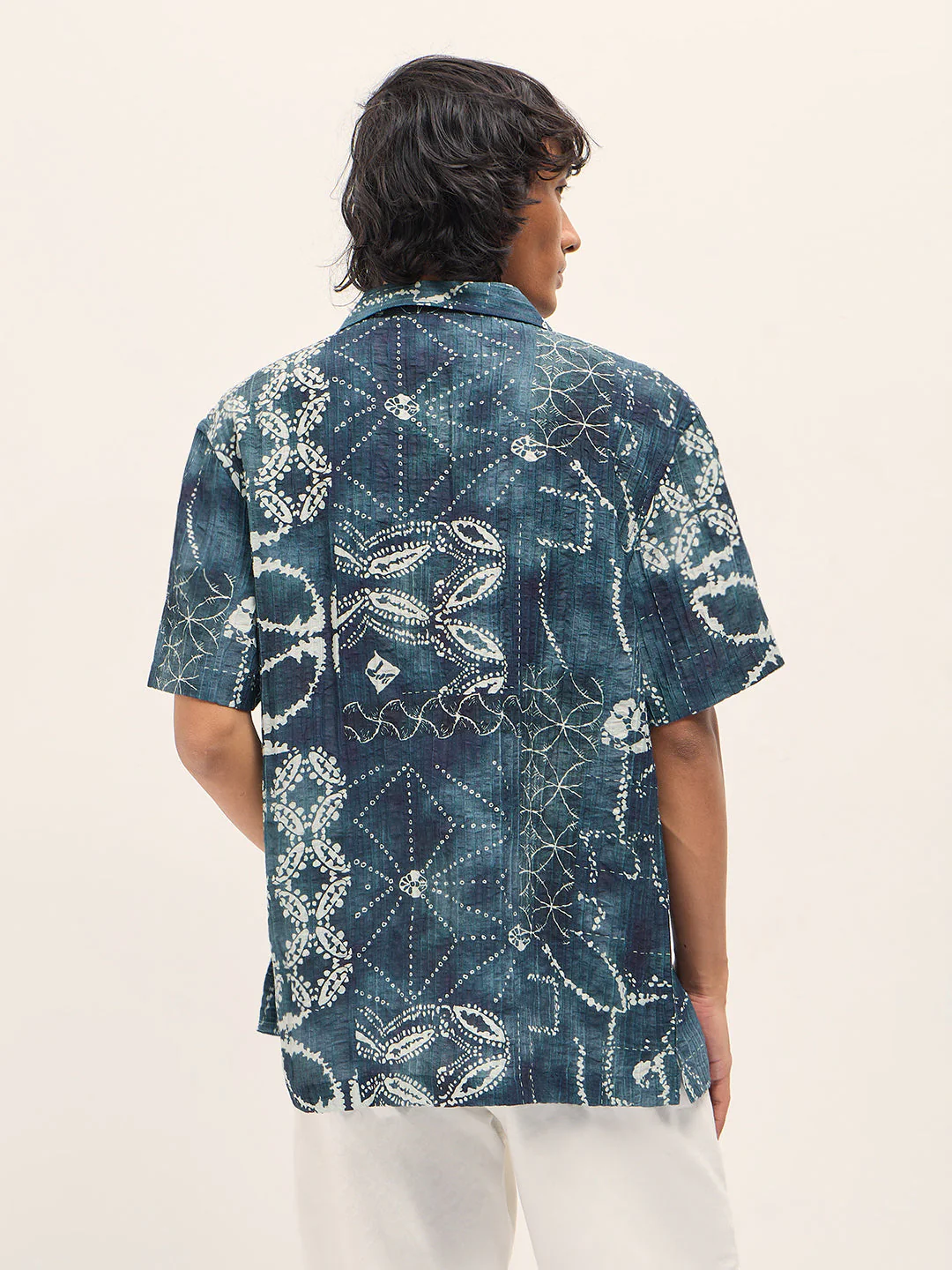 Men Blue Viscose Paisley Print Relaxed Fit Cuban Collar Shirt - Image 2