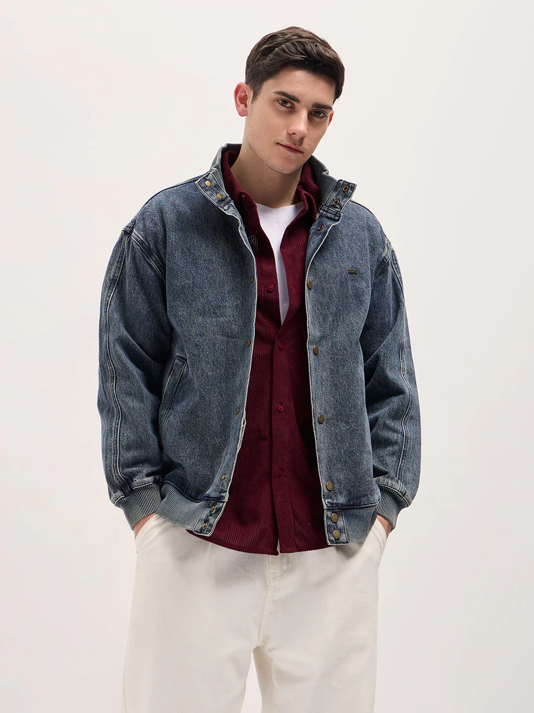 Men Blue Wash Regular Fit Denim Jacket