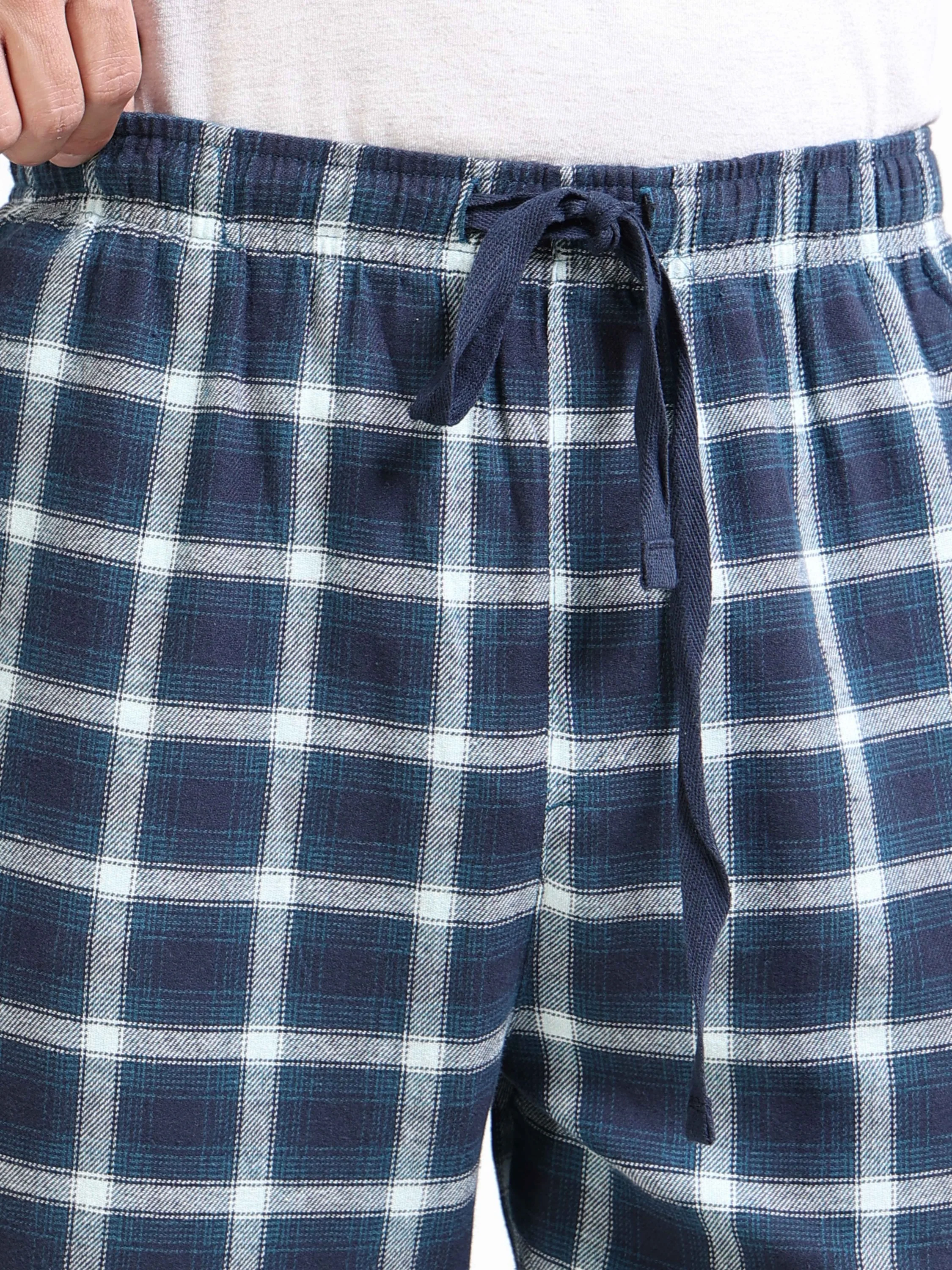 Men Blue & White Plaid Pants - Image 6