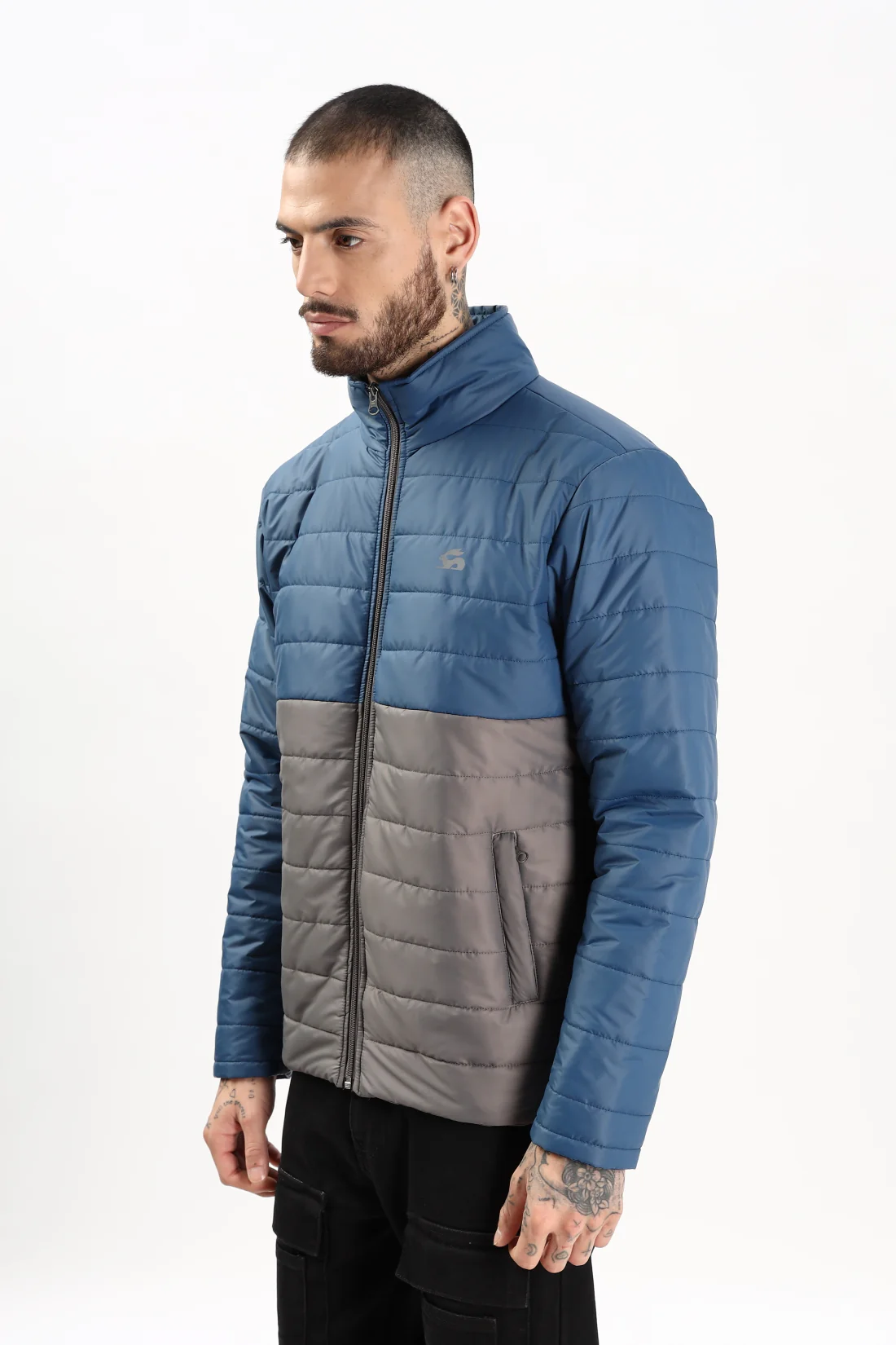 Men Blue Winter Ready Bomber Jacket - Image 3