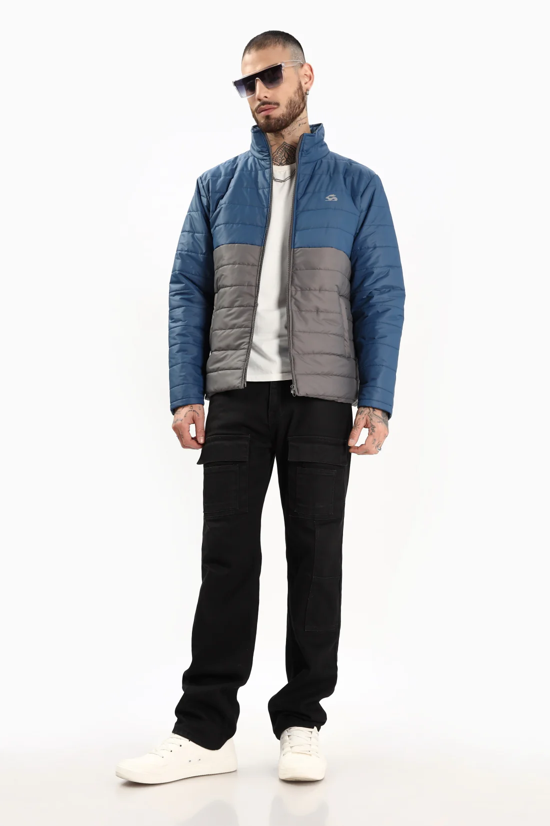 Men Blue Winter Ready Bomber Jacket - Image 6