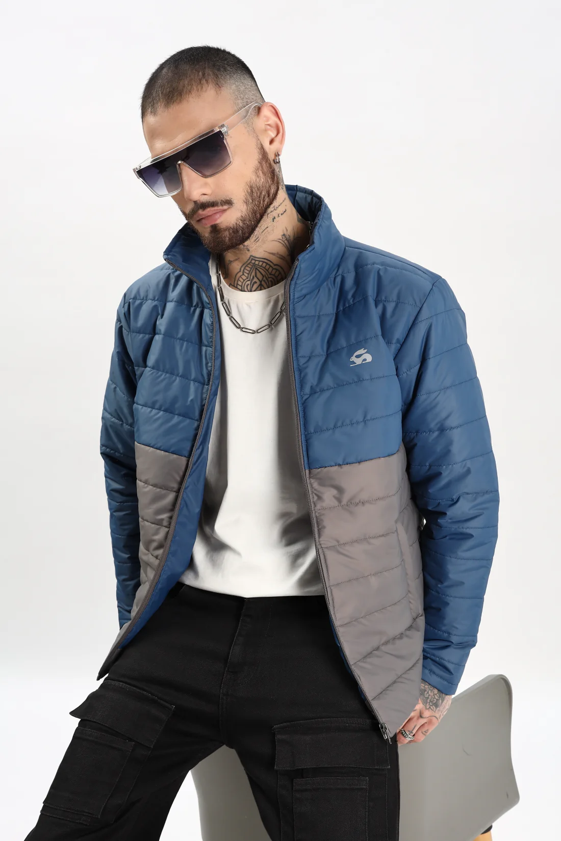 Men Blue Winter Ready Bomber Jacket - Image 7