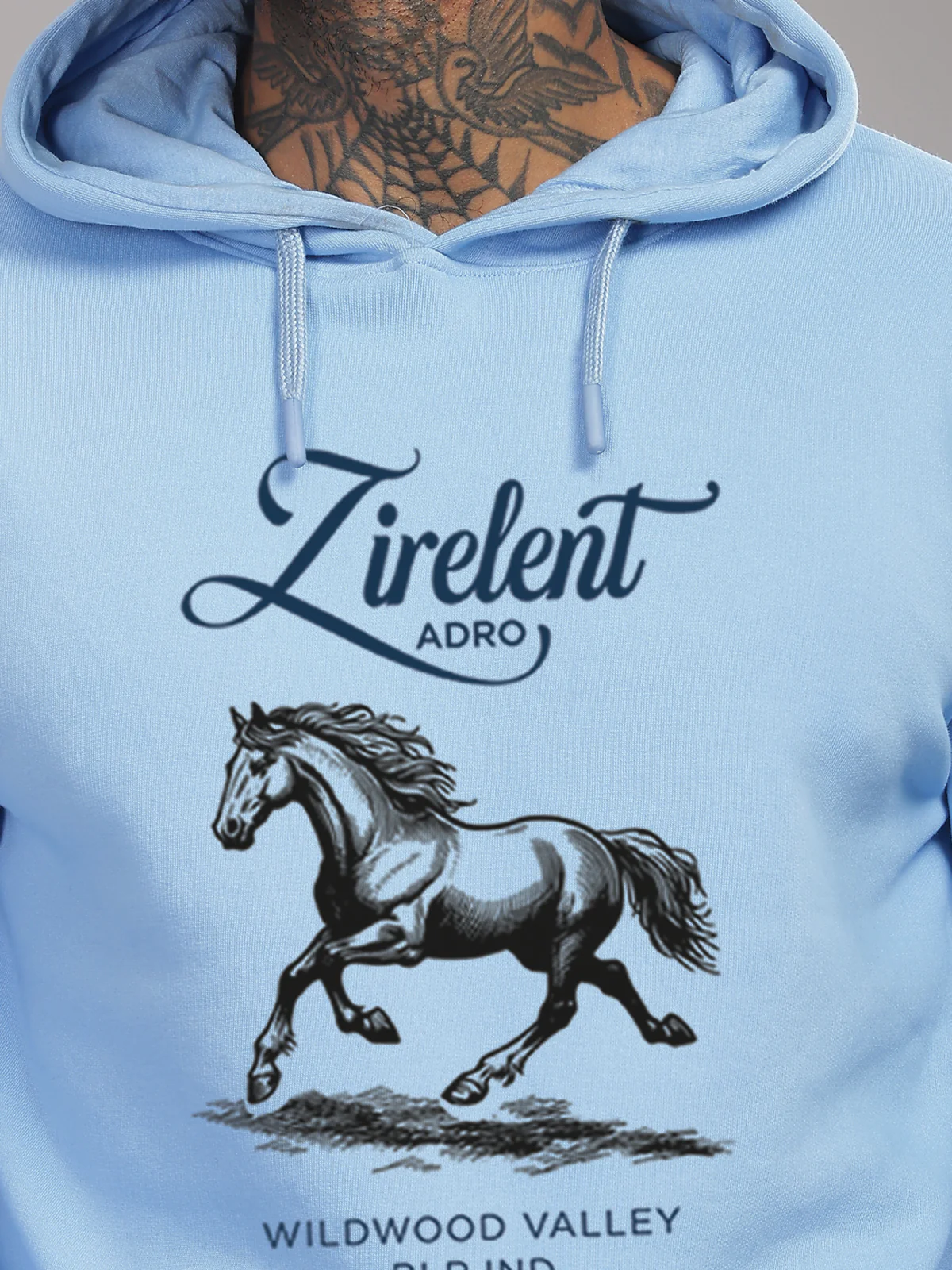 Men Blue Printed Hoodie - Image 3