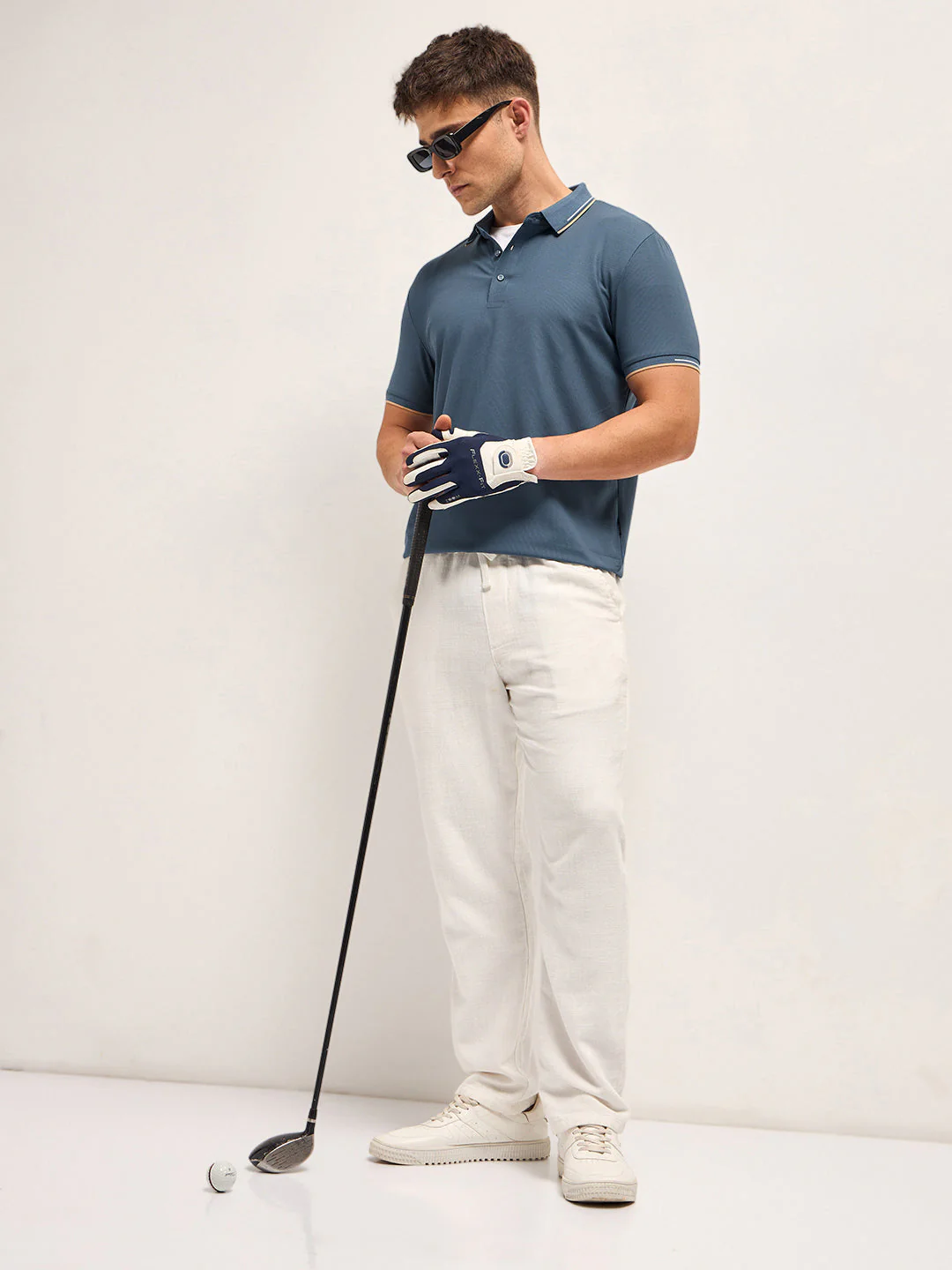 Men BlueContrast Piping Slim Fit Polo T-shirt - Image 4