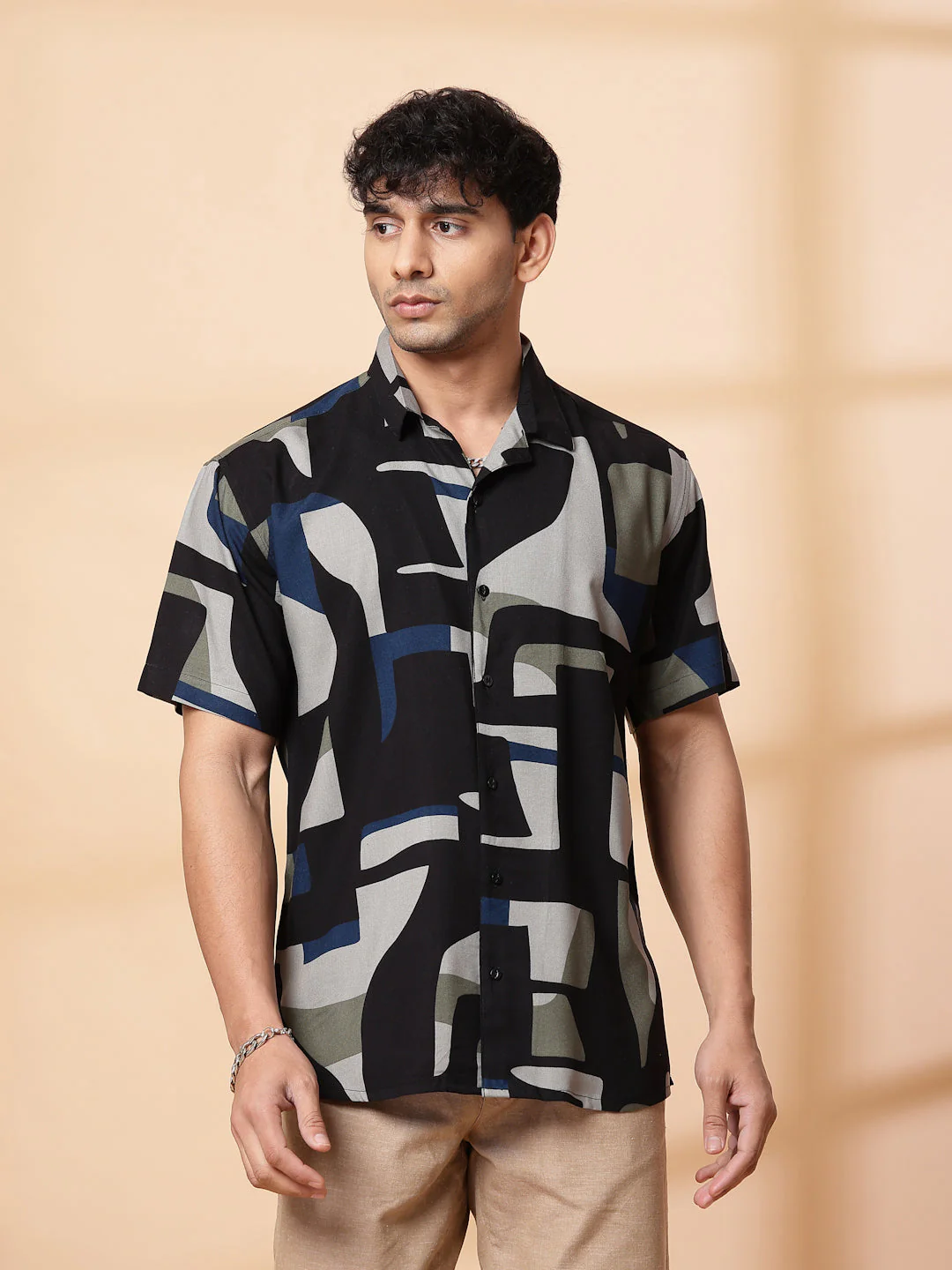 Men Bold Abstract Pattern Shirt - Image 3