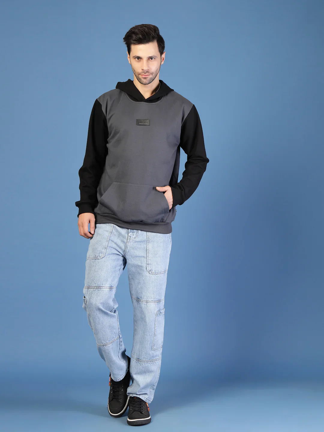 Men Bold Colorblocked Oversized Hoodie - Image 3