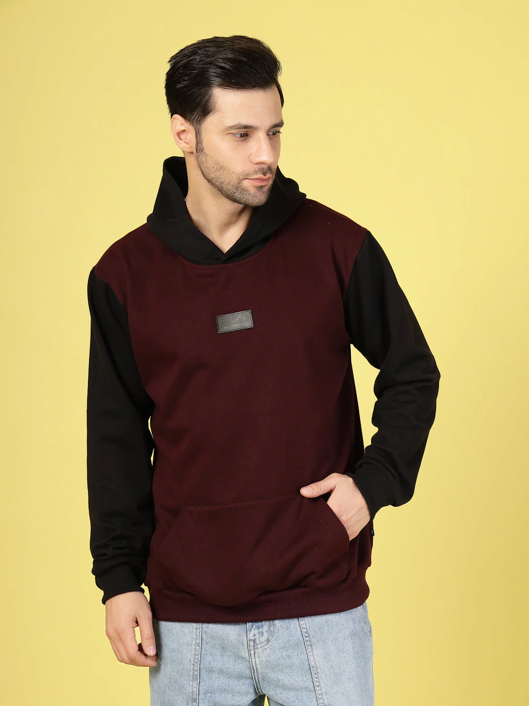 Men Bold Colorblocked Oversized Hoodie - Image 3