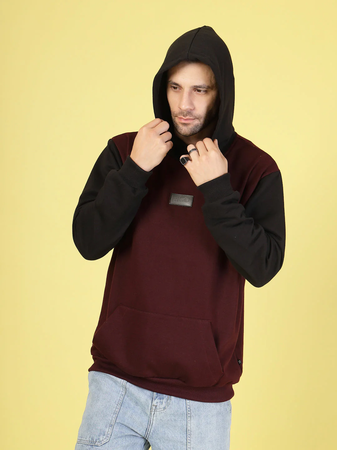 Men Bold Colorblocked Oversized Hoodie - Image 4