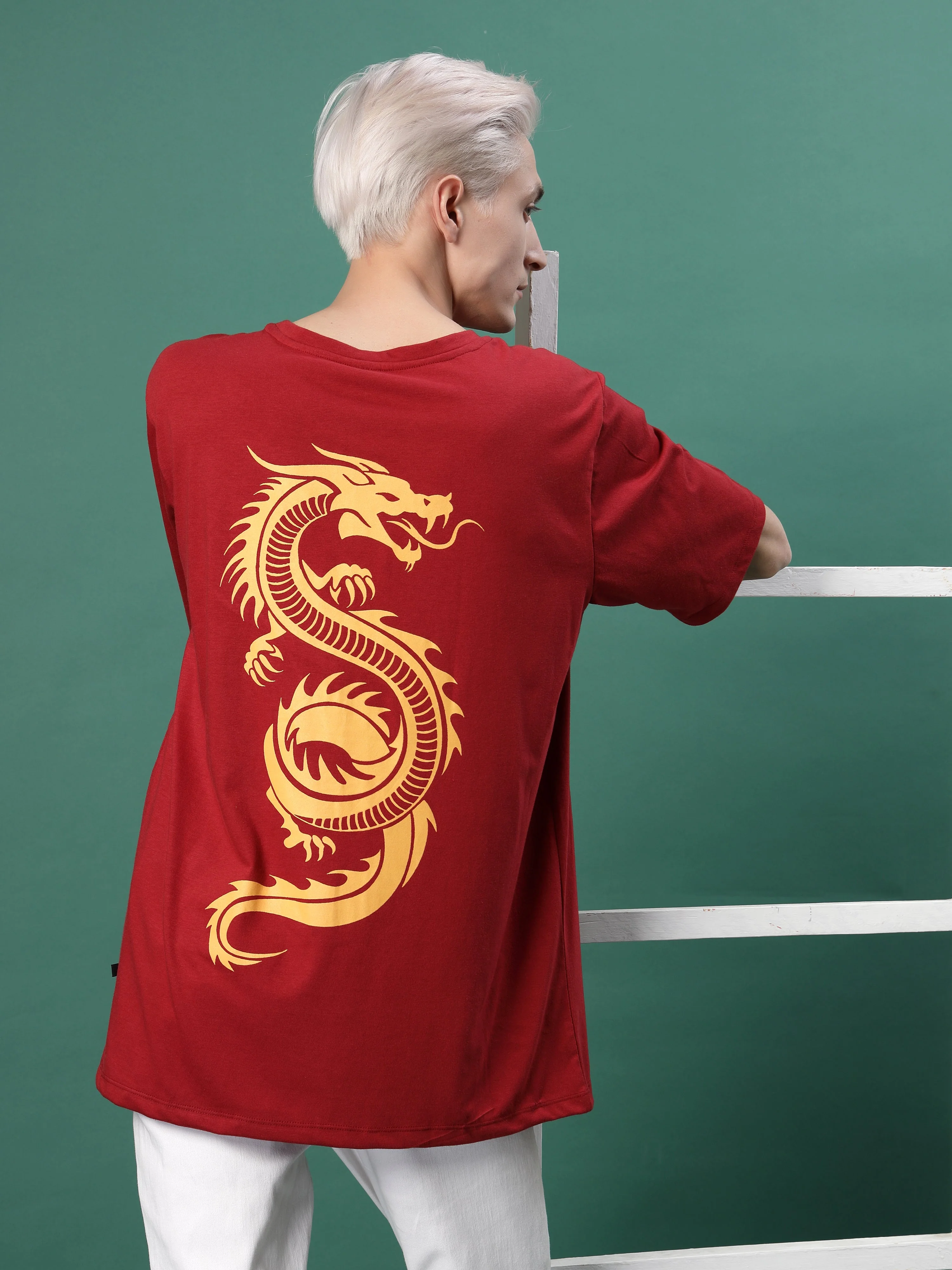 Men Bold Print Cotton Fabric Jersey Oversized Tshirt - Image 2