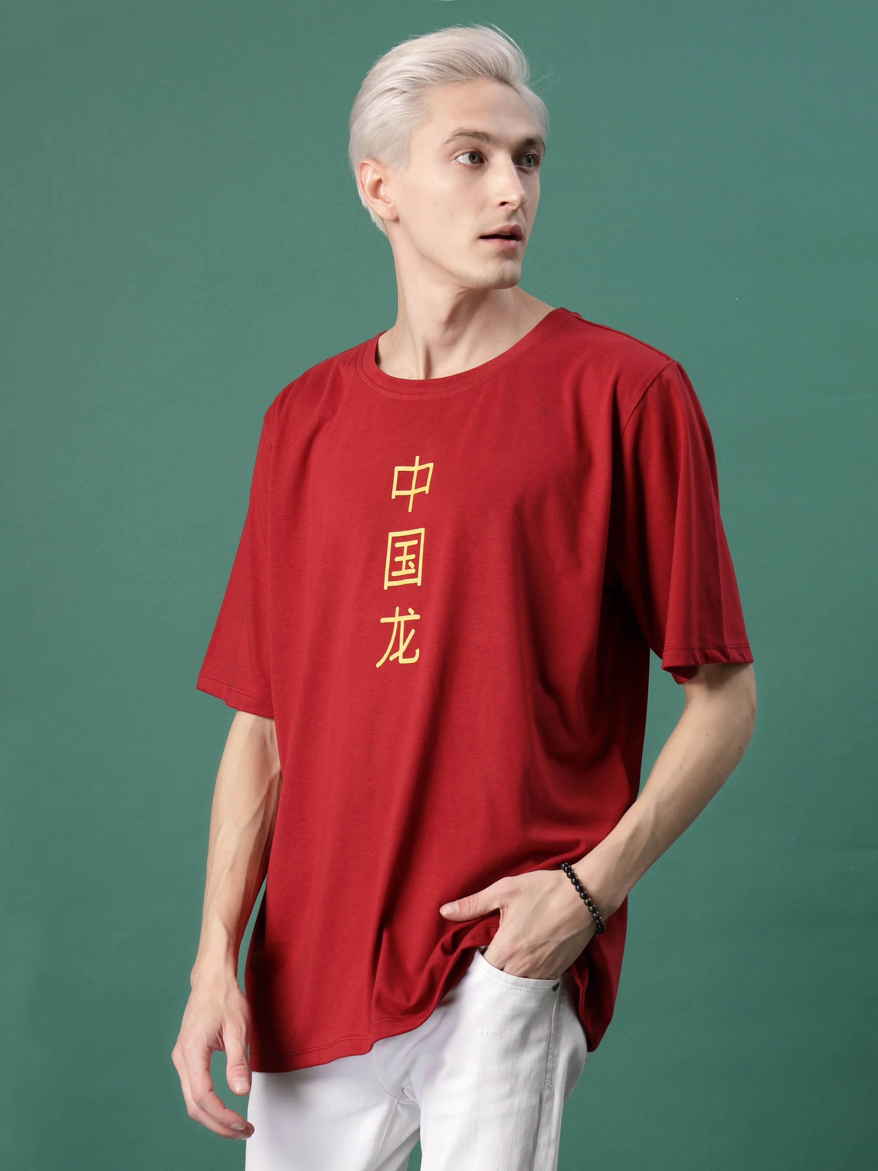 Men Bold Print Cotton Fabric Jersey Oversized Tshirt - Image 3