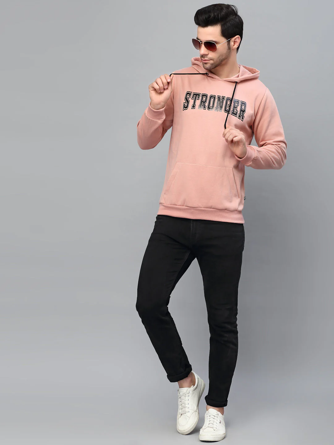 Men Bold Printed Hood Fleece Sweatshirt - Image 2
