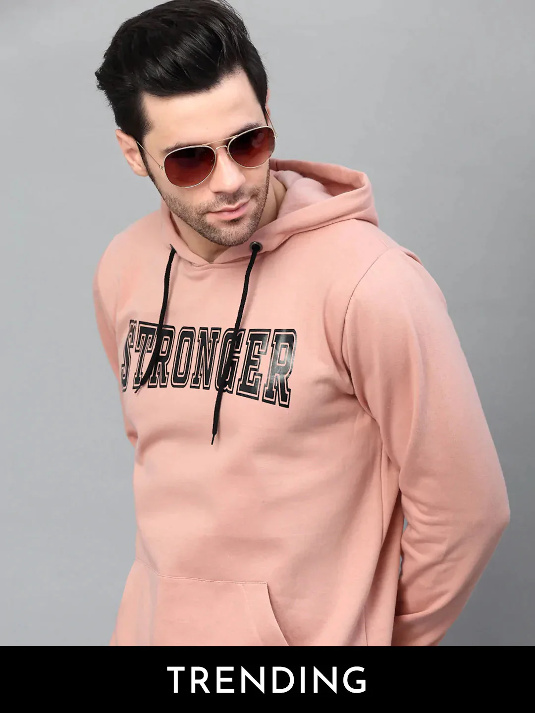 Men Bold Printed Hood Fleece Sweatshirt - Image 3